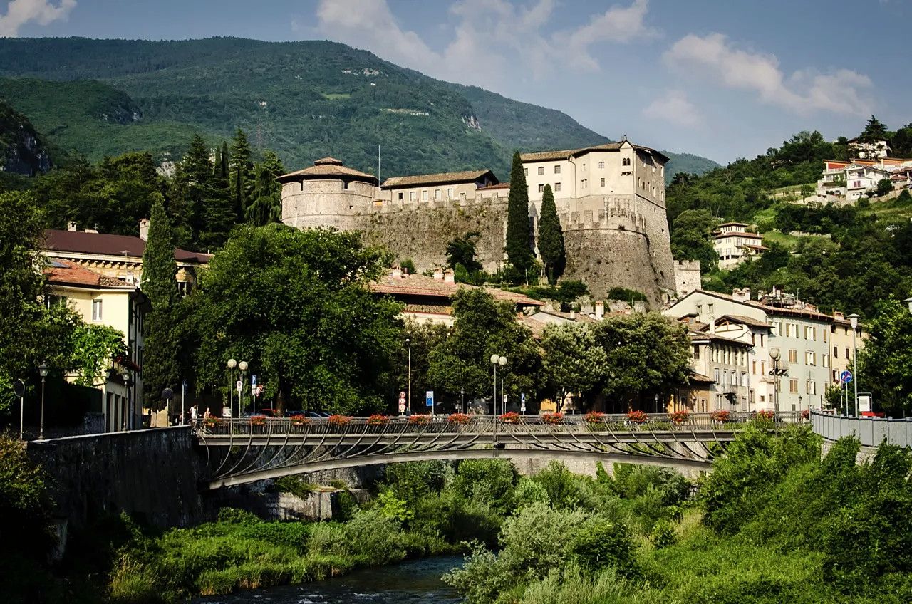 Rovereto: the castle and the bridge over the Leno